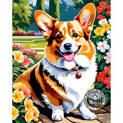 paint by numbers for adults - corgi dog, acrylic diy painting by number kits for adults, animal paintings, dog portrait