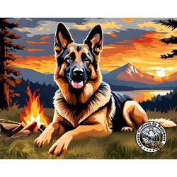 paint by number - german shepherd, diy digital paint by numbers kit for adults, animal paintings, dog portrait, wall art