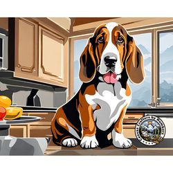 paint by numbers - basset hound dog, oil painting by numbers kits, diy animal paintings, dog portrait, wall art