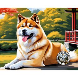 paint by numbers kit - akita dog, oil painting by numbers kits, diy animal painting, dog portrait, akita inu art