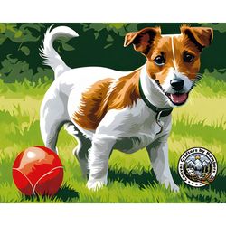 paint by number kit - jack russell terrier dog, acrylic painting by numbers kits, diy animal painting, dog portrait