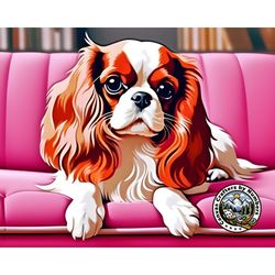 cavalier king charles spaniel dog - paint by number kit, diy oil paintings by number kits, animal painting, dog portrait