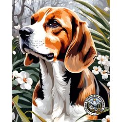 beagle dog - paint by numbers for adults, diy acrylic animal paintings by number kits, dog portrait, pet portrait