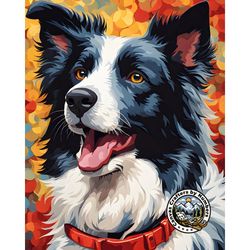 paint by number - pet dog border collie - diy oil painting, paint by numbers kits on canvas, wall decor