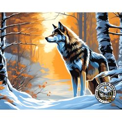 paint by number kit - wolf in forest paint by numbers, animals paintings, diy kits for adults