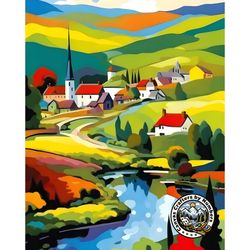 paint by number kit - english countryside paint by numbers, landscape paintings, diy kits for adults
