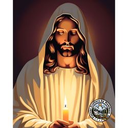 jesus with a candle paint by number kits - paint by numbers religious paintings diy kit for adults jesus christ portrait