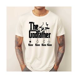 godfather shirt, gift for godfather, personalized kids name godfather tshirt for new godfather, godfather christmas gift