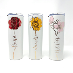 flower tumbler, white flower tumbler, rose tumbler, sunflower tumbler, cherry blossom tumbler, rose gold tumbler, gold t