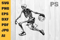 skeleton dribbling basketball svg, basketball svg , basketball shirt svg , basketball clipart , basketball skull svg , d