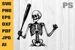 baseball skeleton svg, sports skeleton svg, halloween skeleton svg, halloween svg, svg files for cricut, baseball mom sv