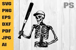 baseball skeleton svg | batter svg | sports t-shirt sticker decal graphics | cricut cut file printable clipart vector