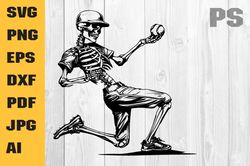 baseball skeleton svg | batter svg | sports t-shirt sticker decal graphics | cricut cut file printable