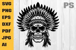 indian skull svg file | native american skull svg | teepee svg | native skull svg | png dxf jpg eps file for cricut silh