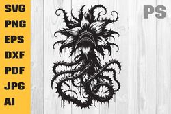 monster plant svg | horror svg | scary wall art vinyl decal decor t-shirt sticker | cricut cut files clip art vector dig