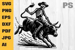 skeleton rodeo svg | bull riding svg | cowboy svg | ranch western country farm | cutting file cuttable clipart vector di