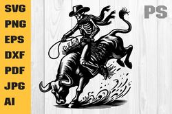 skeleton rodeo svg | bull riding svg | cowboy svg | ranch western country farm | cutting file cuttable clipart vector d