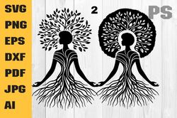 afro woman tree svg | women empowerment svg | girl power | cricut silhouette cutting file | printable clipart vector dig