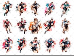 rugby player clipart - 40 high quality pngs - digital planner, junk journaling, watercolor, commercial use, digital down