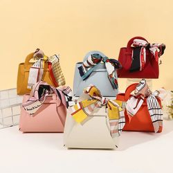 bow ribbon leather mini handbag,distributions bags wedding favour candy box,packaging bag