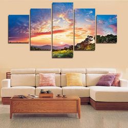 a love of skyline nature 5 pieces canvas wall art, large framed 5 panel canvas wall art