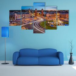 aerial view on placa espanya nature 5 pieces canvas wall art, large framed 5 panel canvas wall art