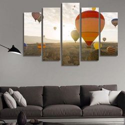 air balloon nature 5 pieces canvas wall art, large framed 5 panel canvas wall art