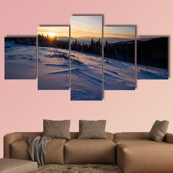 amazing winter landscape nature 5 pieces canvas wall art, large framed 5 panel canvas wall art