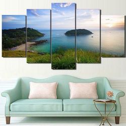 beach 4 nature 5 pieces canvas wall art, large framed 5 panel canvas wall art