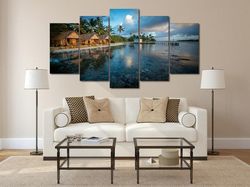 beach house nature 5 pieces canvas wall art, large framed 5 panel canvas wall art