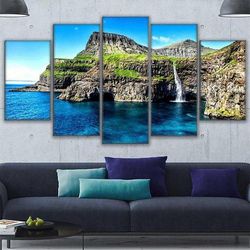 beach island sea nature 5 pieces canvas wall art, large framed 5 panel canvas wall art