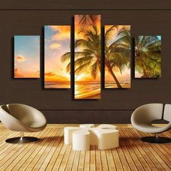 beach nature 5 pieces canvas wall art, large framed 5 panel canvas wall art