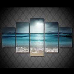 beach ocean sea nature 5 pieces canvas wall art, large framed 5 panel canvas wall art