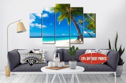 beach seascape 2 nature 5 pieces canvas wall art, large framed 5 panel canvas wall art