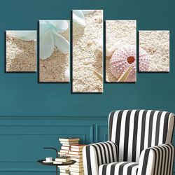 beach starfish nature 5 pieces canvas wall art, large framed 5 panel canvas wall art