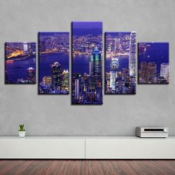 beautiful city building 1 nature 5 pieces canvas wall art, large framed 5 panel canvas wall art