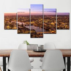 beautiful city nature 5 pieces canvas wall art, large framed 5 panel canvas wall art