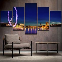 beautiful seaside city nature 5 pieces canvas wall art, large framed 5 panel canvas wall art