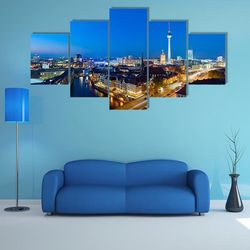 berlin cityscape nature 5 pieces canvas wall art, large framed 5 panel canvas wall art