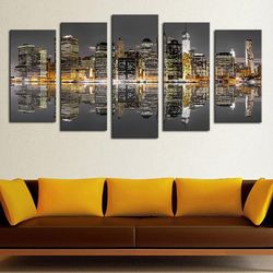 beutifull city nature 5 pieces canvas wall art, large framed 5 panel canvas wall art