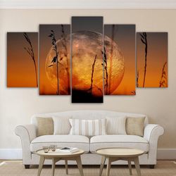 big moon nature 5 pieces canvas wall art, large framed 5 panel canvas wall art