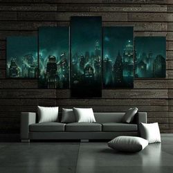 bioshock city of rapture nature 5 pieces canvas wall art, large framed 5 panel canvas wall art