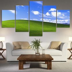 bliss microsoft windows xp wallpaper landscape 5 pieces canvas wall art, large framed 5 panel canvas wall art