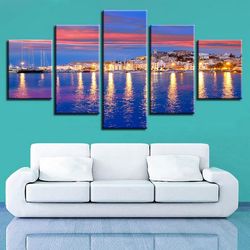 building landscape nature 5 pieces canvas wall art, large framed 5 panel canvas wall art