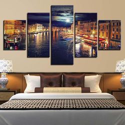 city building 11 nature 5 pieces canvas wall art, large framed 5 panel canvas wall art
