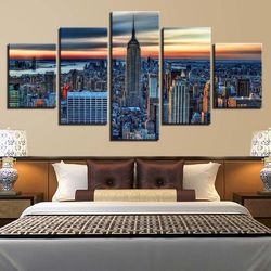 city building 13 nature 5 pieces canvas wall art, large framed 5 panel canvas wall art