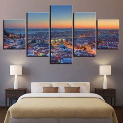 city building 15 nature 5 pieces canvas wall art, large framed 5 panel canvas wall art