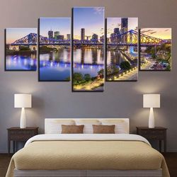 city building 16 nature 5 pieces canvas wall art, large framed 5 panel canvas wall art