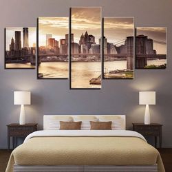 city building 22 nature 5 pieces canvas wall art, large framed 5 panel canvas wall art