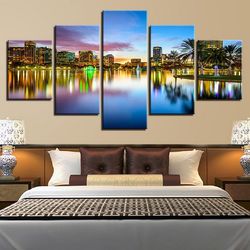 city building 28 nature 5 pieces canvas wall art, large framed 5 panel canvas wall art